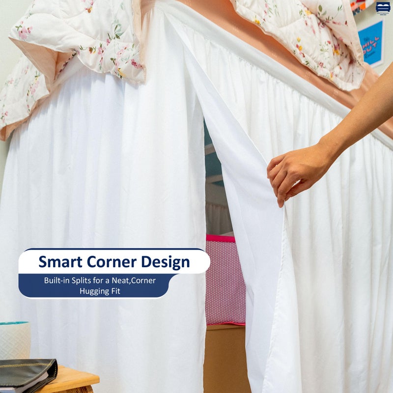 Cottingon تنورة سرير غرفة النوم كوتينغون، 100% ميكروفايبر، أبيض، توين XL-32 - Image 5